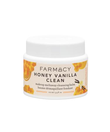 Farmacy Makeup Remover Cleansing Balm - Honey Vanilla Waterproof Makeup Remover & Oil Based Cleanser - Gentle Exfoliating Double Cleanser - Melts From Balm to Milky Lather (100ml)