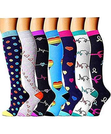 7 pairs of compression socks for women and men - ideal for running athletic sports crossfit air travel - suitable for nurses motherhood seemed S -M compression stockings 1