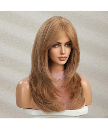 Uevies Strawberry Blonde Synthetic Wig - 26 Inch Smooth Layered Realistic Look for Women | Perfect for Halloween Cosplay & Everyday Use - Buy Online on GoSupps.com