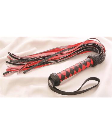 Adam & Eve Scarlet Couture Bondage Diamond Whip | Vegan Leather | 14 Long Strips, Red/Black - Buy Online on GoSupps.com