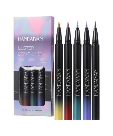 Glitter Liquid Eyeliners - Waterproof Eye Liner Eye Liner Pencil 5 Colors Color Eyeliners Long-Lasting Glitter Eye Liner Pencil for Girls Dance Night Women B