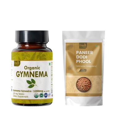 ORGANIC SPREE Gymnema & Paneer DODI Phool USDA Organic Gymnema Sylvestre 120 Tablets & Withania Coagulans 150g Supports Metabolic Wellness*