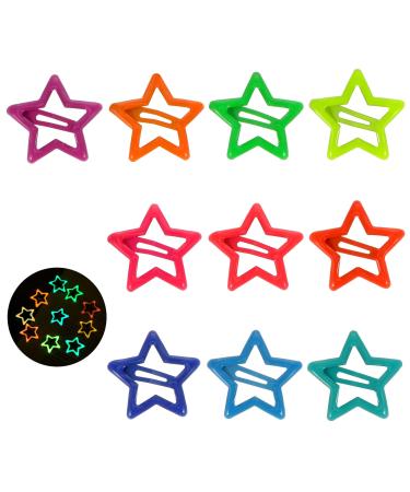 Colorful Luminous Star Hair Clips for Girls Glow in The Dark Star Barrettes Star Hair Accessories Cute Hairpins Snap Hair Barrettes Kawaii Hair Clips for Women Girls