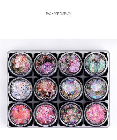 12 Colors Sparkly Chrome Powder Chunky Flakes Nail Art Sequins Manicure Decoration Nail Powder Flakes - Buy Online on GoSupps.com