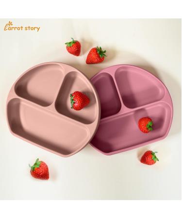 Carrot Story 100% Silicone Suction Baby Toddler Plate 2-Pack - BPA Free, Waterproof, Washable, Microwave/Dishwasher Safe (Sweet) - Buy Online on GoSupps.com