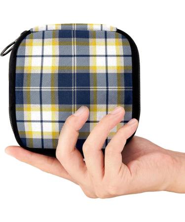 GIAPB Period Bag Sanitary Napkin Storage Holder | Blue & Yellow Plaid Makeup Pouch 1806 - Buy Online on GoSupps.com