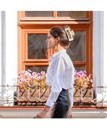 Amazer Hair Clips for Thick Hair - 4 Pack Neutral Colors Matte Hair Claw Clips with 2 Hair Scrunchies - Natural Yellow & Light Brown - Buy Online on GoSupps.com