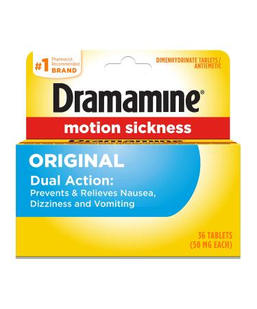 Dramamine Motion Sickness Original, 36 Count 36 Count (Pack of 1) 36 Count