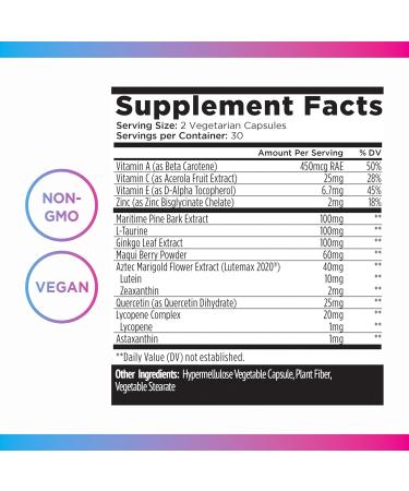 Livingood Daily Eye Support 13-in-1 Vision Supplement with Lutein Zeaxanthin Astaxanthin Vitamin A Lycopene Maqui Berry & More Promotes Healthy Eyes Blue Light Protection Vegan 60 Capsules - Buy Online on GoSupps.com