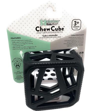 Malarkey Kids Chew Cube Baby Toy with Teether Tether - Black | BPA Free Silicone Rattle Teether for Aching Gums - Buy Online on GoSupps.com