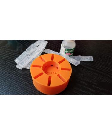 Eye Drops Holder for vials and Bottle - Holds Eight (8) Disposable Vials and One (1) Eye Drop Bottle - Znet3D (Orange)