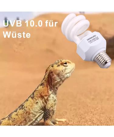 Dernord UVB & UVA Light Bulb 10.0 - 15W Compact UV Lamp for Lizard Turtle Snake & Leopard Gecko - Optimal Animal Habitat Lighting - Buy Online on GoSupps.com