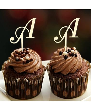 Letter A Wedding Cupcake Toppers Monogram Initial Last Name For Wedding Bridal Shower Party Favors Elegant Reusable Floral Wreath Choosing Letter Design Color Birthday Gifts 6PCS Style-9