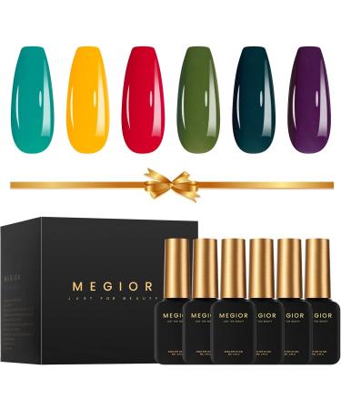 MEGIOR Gel Nail Polish Set Classic Neon Gel Polish Kit Series 6 Colors Soak Off Gel Polish 8 Ml Each Bottle with Gifts Box Spring Summer Holiday Gel Nail Polish Gift Present Suitable for Girlfriend and Wife Nail Salon DIY at Home Nail Art - Buy Online on GoSupps.com