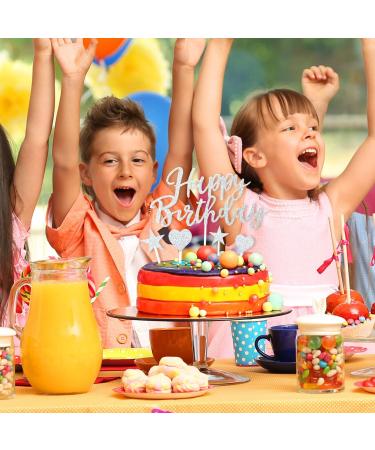 11 Pcs Happy Birthday Cake Topper Birthday Cake Toppers Cupcake Toppers Glitter Star Cake Decorations for Women Man Birthday Party Anniversary Wedding Kids (Silver) - Buy Online on GoSupps.com