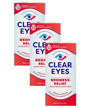 Clear Eyes Redness Relief Lubricant Redness Relief Eye Drops 0.5 oz (Pack of 3)