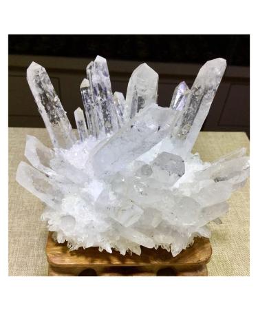 Natural Clear White Quartz Point Crystal Cluster Specimen qiangang (Size : 700g)