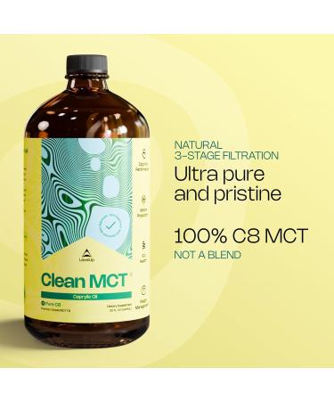 LevelUp Clean MCT Oil - 100% Caprylic C8 for Energy Focus Gut Health Brain Superfuel - Keto Supplement for Ketogenic Coffee and Ketones - Non-GMO (32 oz Glass Bottle) 32 Fl Oz (Pack of 1) - Buy Online on GoSupps.com