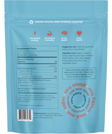 Circle Organics Focus Mushroom Gummies 40 ct Lion s Mane + L-Theanine + RealLionsMane (8:1) for Focus & Clarity - Buy Online on GoSupps.com