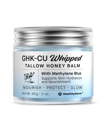 Copper Peptides GHK-Cu Beef Tallow for Skin: Blue Balm with Methylene Blue Manuka Honey & Vitamin E Natural Face and Body Moisturizer for Mature Dry & Sensitive Skin 2oz 2 Fl Oz (Pack of 1) - Buy Online on GoSupps.com