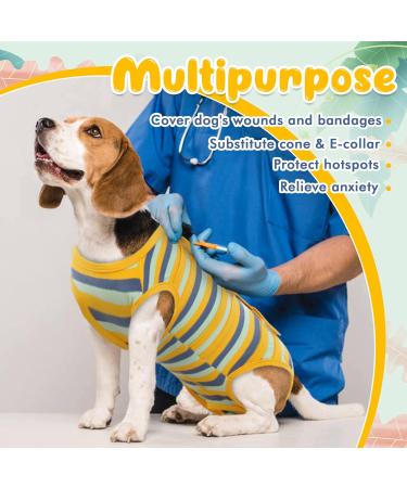 Kuoser Breathable Post-Op Dog Body Suit | Medical Recovery Wear for Dogs & Cats | Green & Yellow - Ideal After Surgery & Castration - Buy Online on GoSupps.com