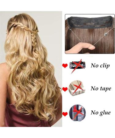 Hair Extensions Clip in Long Wavy Synthetic Hair Extension Invisible Wire No Clips In Hair Extensions Secret Fish Line One Piece Extensions Hairpieces Hair Hair Pieces(SQ88-12H613 16inches) 16inches SQ88-12H613 - Buy Online on GoSupps.com