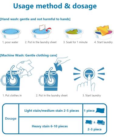 Washing Sheets Detergent 90 Sheets Deep Stain Removal Laundry Detergent Portable Laundry Soap Sheet for Home Travel - Buy Online on GoSupps.com