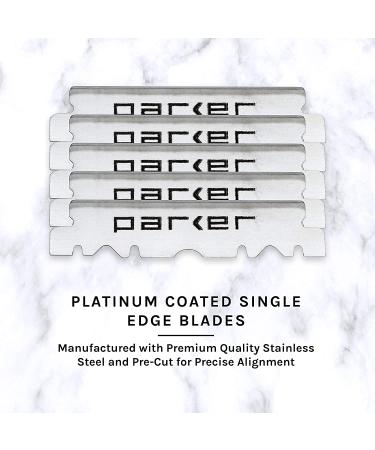 Parker Premium Platinum 1/2 Blades for Barber Razors - 200 Blades (2 Boxes) - Polymer Coated - Buy Online on GoSupps.com