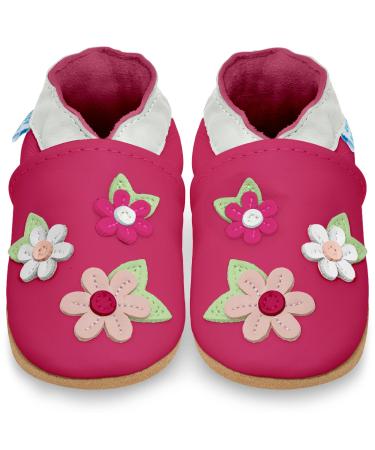 Baby Shoes with Soft Sole - Baby Girl Shoes - Baby Boy Shoes - Leather Toddler Shoes - Baby Walking Shoes 18-24 Months Pink Blossoms