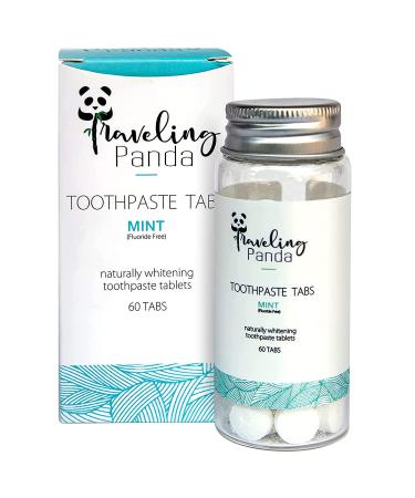Traveling Panda  Travel Toothpaste Tablets  Chewable Charcoal Whitening Tabs  No Water Required Perfect Traveling Essentials for On The Go Teeth Brushing  Vegan and No Sugar  Mint 60 Tablets Mint 60 Count (Pack of 1)