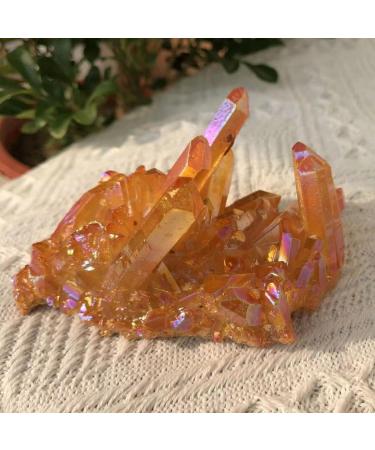 AZOOB 100-200G Natural Crystal Yellow Angel Aura Quartz Cluster Specimens Titanium Coating Quartz Cluster Suitable for Home ERTEYIN - Buy Online on GoSupps.com