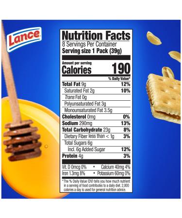 Lance Sandwich Crackers Captain's Wafers Peanut Butter and Honey 8 Ct Box - Delicious Snack Option - Buy Online on GoSupps.com