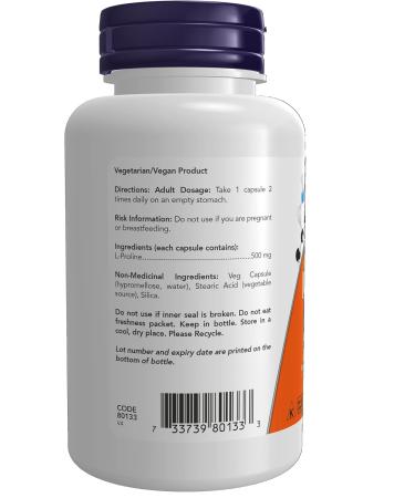 NOW Supplements L-Proline 500mg Capsules 120 Count - Buy Online on GoSupps.com