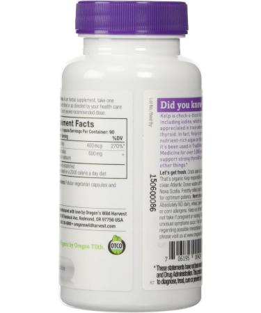 Oregon's Wild Harvest Kelp 90 Vegan Capsules - Organic Seaweed Supplement - Buy Online on GoSupps.com