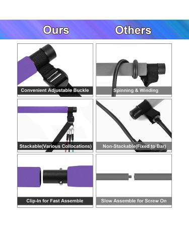 Portable Pilates Bar Exercise Kit with 3 Stackable Resistance Bands - Home Gym Equipment for Body Toning | Fitness Video Included (Purple) - Buy Online on GoSupps.com