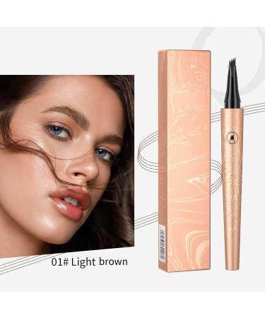 Microblading Eyebrow Pen 3D Waterproof Microblading Eyebrow Pencil Contouring Pen Long-Lasting Magic Eyebrow Pencil Natural Makeup Fine Stroke 4-Fork-Tip Eyebrow Pencil Light brown - Buy Online on GoSupps.com