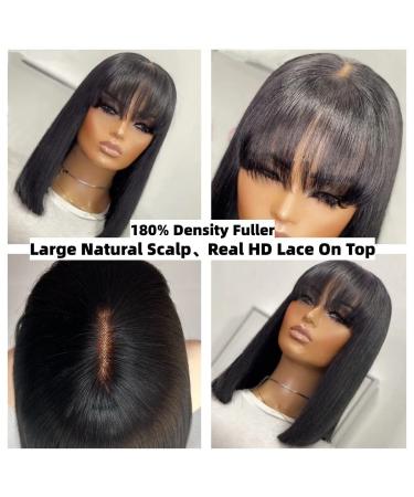 U&A Wear and Go Short Bob Wig with Bangs - 10 inch Black Brazilian Virgin Human Hair 180 Density - Buy Online on GoSupps.com