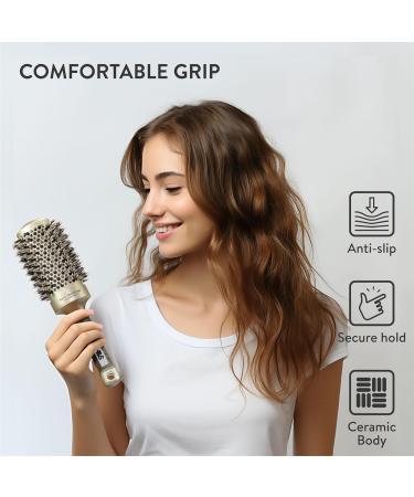 H&S 85mm Round Natural Boar Bristle Hair Brush for Blow Drying - Gold | Men & Women's Small Circle Hairbrush - Buy Online on GoSupps.com