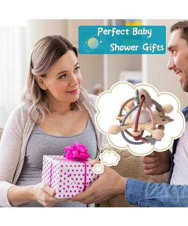 Baby Sensory Teething Toys - Soft Silicone Teether for Babies 0-12 Months | Montessori Chew and Rattle Toy | Baby Shower Gift for Infants - Buy Online on GoSupps.com