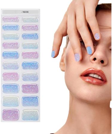Gel Nail Wraps | Glitter Nail Stickers for Gel Polish Gel Nail Strips Manicure with Nail Lamp Semi Cured Nail Gel Polish Wraps Set for Home Nail Curing N036 - Buy Online on GoSupps.com