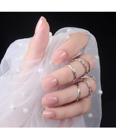 Bellelfin 240pcs Nude Pink Short Square Press on Nails with Adhesive Tabs - Glossy False Nail Tips for Women and Girls - Buy Online on GoSupps.com
