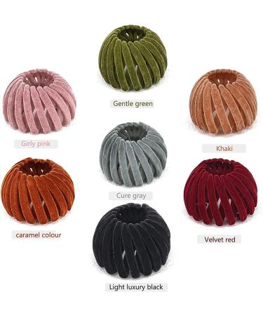 Buy 7pcs Lazy Bird's Nest Hair Clips | Expandable Bun Maker & Velvet Hair Accessories for Women & Girls - International Shipping Available - Buy Online on GoSupps.com