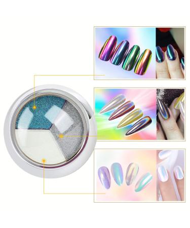 PrettyDiva Chrome Nail Powder Set - 3 in 1 Holographic, Mermaid, Chameleon Powders - Buy Online on GoSupps.com