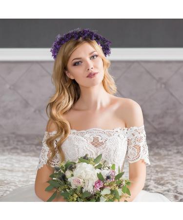 Frcolor Lavender Headband for Girls - Light Blue Floral Wreath & Wedding Garland - Violet Flower Hair Accessory - Buy Online on GoSupps.com