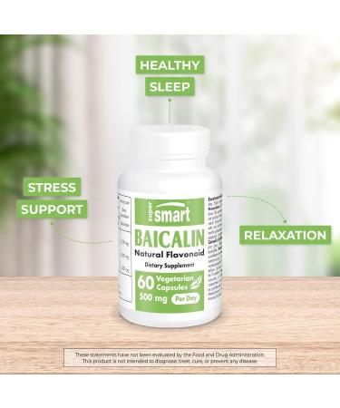 Supersmart Baicalin 90% - Chinese Skullcap Extract for Stress Support - Natural Relaxant - 60 Capsules | Non-GMO & Gluten Free - Buy Online on GoSupps.com