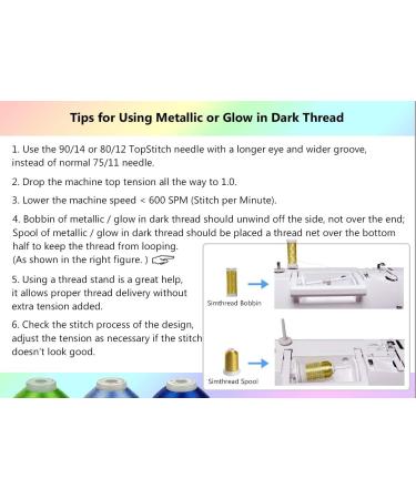 Simthread 200 Yards Metallic Embroidery Thread Set for Home Machines - 6 Assorted Colors for Janome, Brother, Singer, Pfaff, Babylock, Bernina, Husqvarna - Special Designs Included - Buy Online on GoSupps.com