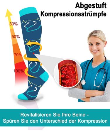 Blongw Compression Stockings for Men - 6 Pairs Knee Support Socks for Sports Travel & Cycling - Assorted Sizes S-M - Buy Online on GoSupps.com