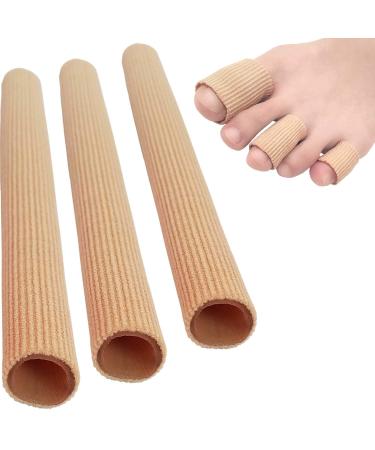 Chiroplax Toe Tubes Sleeves Protectors Cushions Fabric & Gel Lining Finger Toe Separator Tubing for Bunion Hammer Toe Callus Corn Blister (3 Pack Medium)