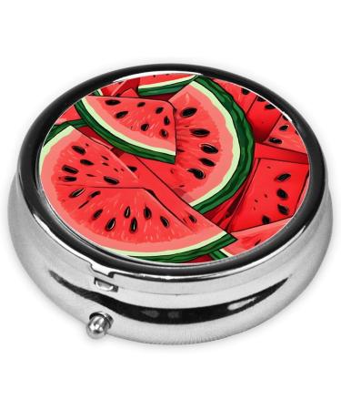 Red Watermelon Round Pill Box | 3 Compartment Portable Organizer for Travel Vitamins & Medications - Buy Online on GoSupps.com