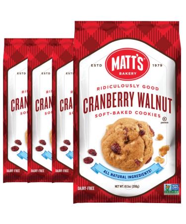 Matt's Bakery | Cookies | Soft-Baked, Non-GMO, All-Natural Ingredients; 4 Bags (10.5oz Each) (Cranberry Walnut)